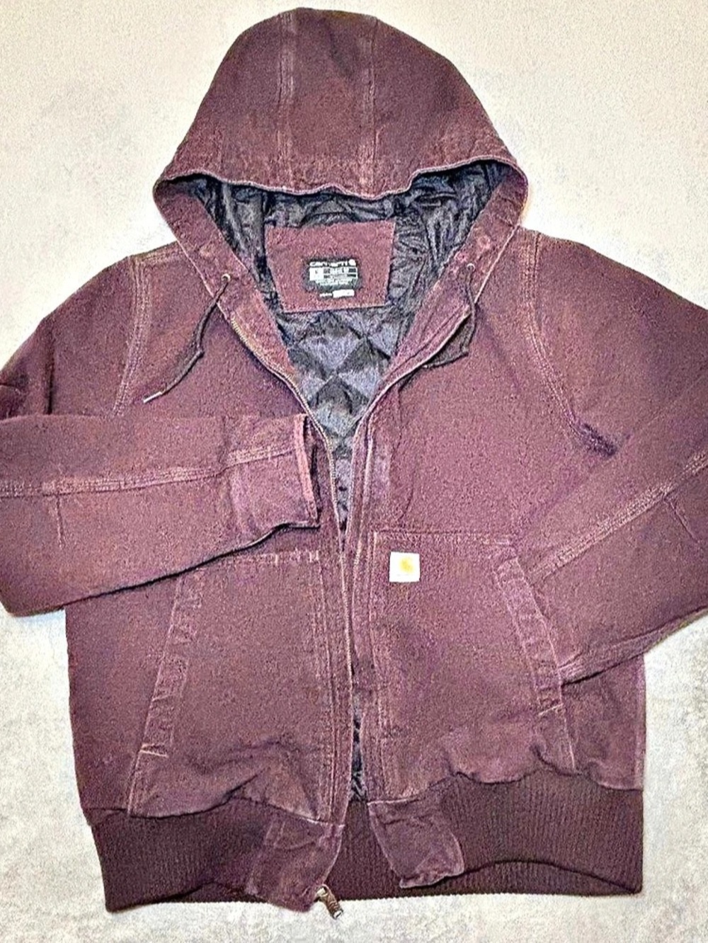 Carhartt Women's Loose Fit Washed Duck Active Jacket 104053-DWN Deep Wine Medium